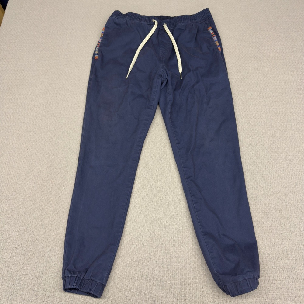 Wowie Joggers Mens Medium Navy Blue Cotton Knitted Trim Tapered Pants Casual
